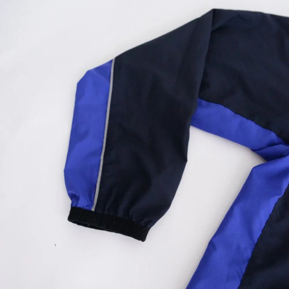 VTG Nike Y2K Navy  Blue Gray Tag Zip Up Fishnet Lined Running Windbreaker Jacket - Picture 11 of 12